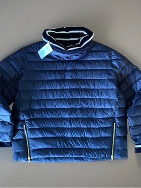 NWT CORTLAND PARK Coastal Luxury Nautical Down puffer jacket w Gold Hardware XL